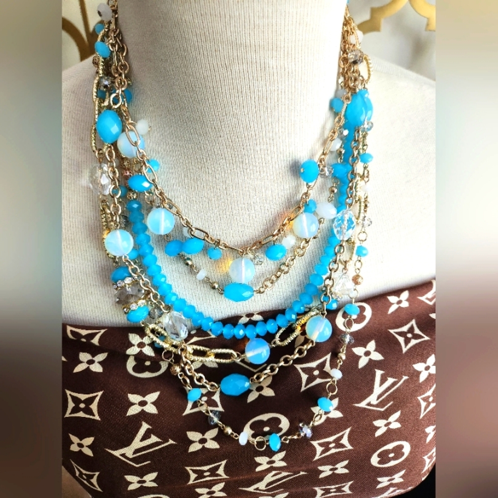 ✨️ Carolina Blue Multi-Strand Beaded Necklace - Only One Available✨️